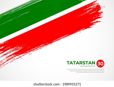 Flag of Tatarstan with creative painted brush stroke texture background