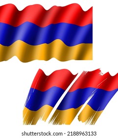 Flag template with wind blowing style and brush style 