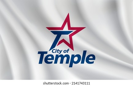 Flagge von Temple, Texas, USA. Realistische Wellenfahne auf Tempelvektorhintergrund.