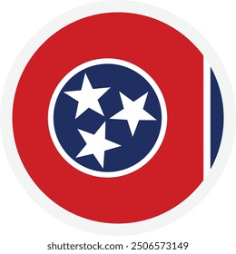 Flag of Tennessee. Circle icon on transparent background. Vector illustration, EPS10