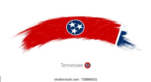 Flag of Tennessee state in rounded grunge brush stroke. Vector illustration.