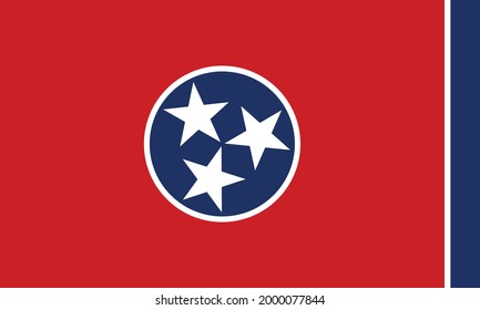 Flag of Tennessee is a state in the Southeastern region of the United States. Vector illustration