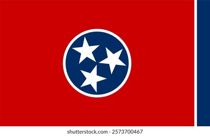 The flag of Tennessee, a state in the USA, with accurate proportions and official colors.