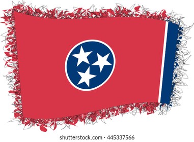 Flag of Tennessee. Vector illustration of a stylized flag. Shaggy edge.