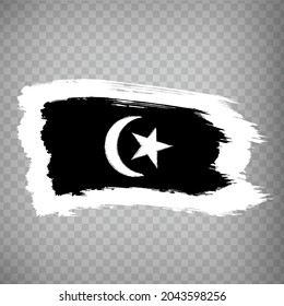 Flag Terengganu  brush strokes. Flag  Terengganu State  on transparent background for your web site design, app, UI. Malaysia. EPS10.