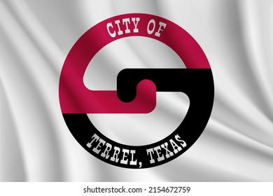 Flag of Terrel, Texas, USA. Realistic waving flag of Terrel vector background.