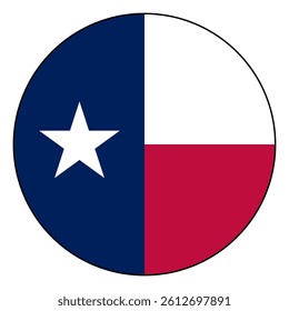 Flag of Texas. Black edge. Texas circle flag logo icon computer vector illustration design.