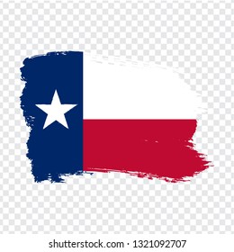 Flag of Texas from brush strokes. United States of America.  Flag Texas on transparent background for your web site design, logo, app, UI. Stock vector. Vector illustration EPS10.