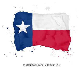 Flag of Texas from brush strokes. United States of America. Watercolor style for your design. Flag State Texas on white background for your web site design, app, UI. EPS10.