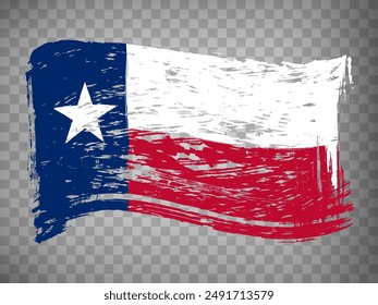 Flag of Texas from brush strokes. United States of America.  Waving Flag Texas with title on transparent background for your web site design,  app, UI. Stock vector.  EPS10.