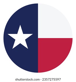 Die Flagge von Texas. Button-Flag-Symbol. Standardfarbe. Circle Icon Flag. Computergrafik. Digitale Illustration. Vektorgrafik.
