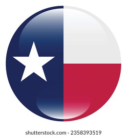 The flag of Texas. Button flag icon. Standard color. Circle icon flag. 3d illustration. Computer illustration. Digital illustration. Vector illustration.
