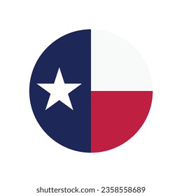 The flag of Texas. Button flag icon. Standard color. Circle icon flag. Computer illustration. Digital illustration. Vector illustration.