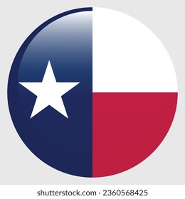 La bandera de Texas. Icono de indicador de botón. Color estándar. Indicador de icono de círculo. 3 quinquies ilustración. Ilustración del equipo. Ilustración digital. Ilustración vectorial.