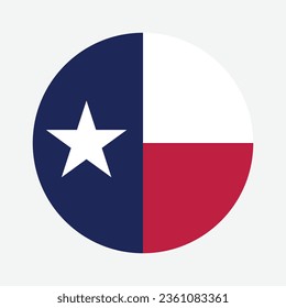 Die Flagge von Texas. Button-Flag-Symbol. Standardfarbe. Circle Icon Flag. Computergrafik. Digitale Illustration. Vektorgrafik.