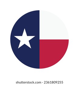 The flag of Texas. Button flag icon. Standard color. Circle icon flag. Computer illustration. Digital illustration. Vector illustration.