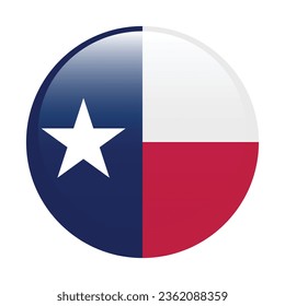 The flag of Texas. Button flag icon. Standard color. Circle icon flag. 3d illustration. Computer illustration. Digital illustration. Vector illustration.