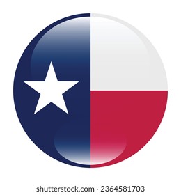 The flag of Texas. Button flag icon. Standard color. Circle icon flag. 3d illustration. Computer illustration. Digital illustration. Vector illustration.
