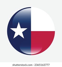 The flag of Texas. Button flag icon. Standard color. Circle icon flag. 3d illustration. Computer illustration. Digital illustration. Vector illustration.