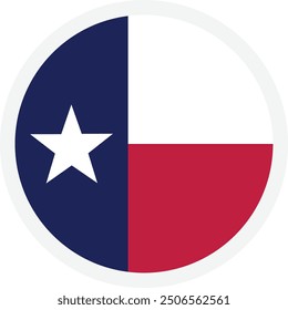 Flag of Texas. Circle icon on transparent background. Vector illustration, EPS10