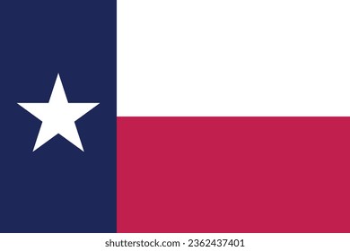 Die Flagge von Texas. Flaggensymbol. Standardfarbe. Standardgröße. Eine rechteckige Flagge. Computergrafik. Digitale Illustration. Vektorgrafik.