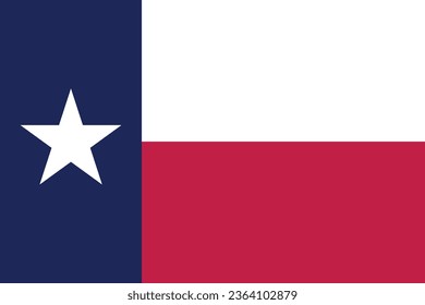 The flag of Texas. Flag icon. Standard color. Standard size. A rectangular flag. Computer illustration. Digital illustration. Vector illustration.