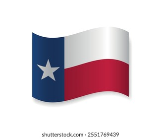 Icono de la bandera de Texas. Elemento de Vector ondulado con sombra debajo. Mejor para App móviles, UI y Diseño web.