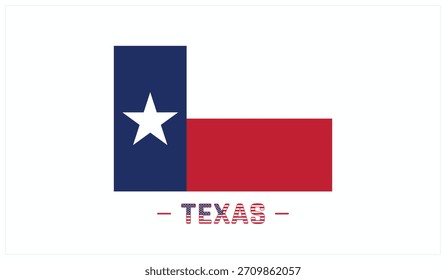 Bandeira do TEXAS sobre fundo branco, ilustração vetorial editável da bandeira do TEXAS, desenho do Dia Nacional, desenho da Bandeira do TEXAS, Estado dos EUA