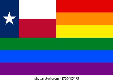 bandera de texas con bandera arcoiris. proporción 2:3