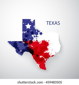 Icono del Estado de Texas. Texas hecho de coloridos salpicaduras