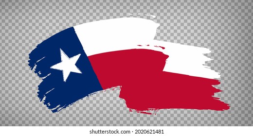 Flag  Texas of United States brush stroke background.  Flag waving  Texas  on transparent background for your web site design, app, UI.  USA. EPS10.