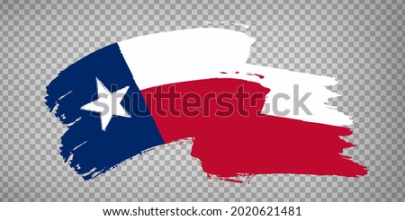 Flag  Texas of United States brush stroke background.  Flag waving  Texas  on transparent background for your web site design, app, UI.  USA. EPS10.