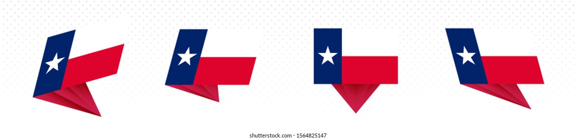 Flag of Texas US State in modern abstract design, vector flag set.