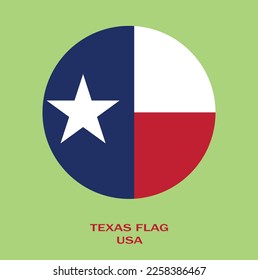 Flag of Texas, Flag of USA state Texas Vector Illustration, Texas flag in a circle, USA.