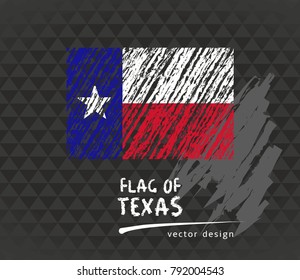 Flag of Texas, vector chalk illustration on black background