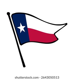 Bandeira do Texas. Design de ícone de ilustração de vetor da bandeira do Texas no estilo desenhado à mão. Bandeira de mastro flutuante.