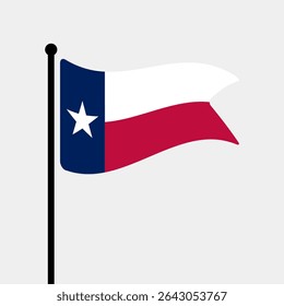 Bandeira do Texas. Design de ícone de ilustração de vetor da bandeira do Texas. Bandeira de mastro flutuante.