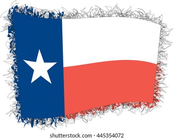 Flag of Texas. Vector illustration of a stylized flag. Shaggy edge.