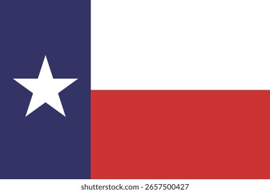 Bandera de Texas. Vector. Color estándar. Tamaño estándar. Una bandera rectangular. Ilustración de computadora. Ilustración digital. Ilustración vectorial.