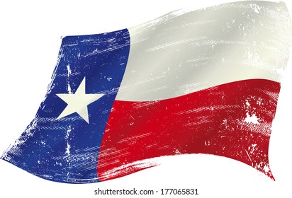 flag of  Texas in the wind with a texture