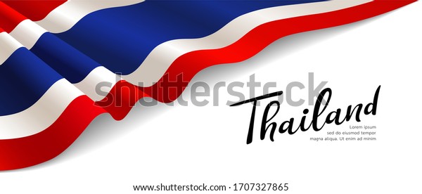 Flag of Thailand banner. fabric\
design isolated on white background, vector\
illustration