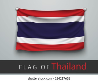 FLAG OF Thailand battered, hung on the wall, screwed screws