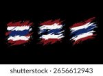 Flag of Thailand with brush paint stroke and texture. Vector isolated on black background