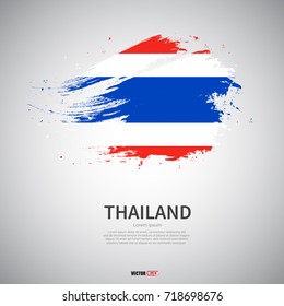 flag of thailand with  brush stroke background vector