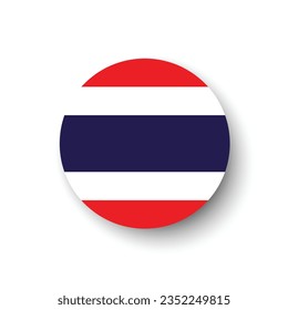 The flag of Thailand. Button flag icon. Standard color. Circle icon flag. 3d illustration. Computer illustration. Digital illustration. Vector illustration.