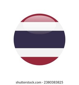 The flag of Thailand. Button flag icon. Standard color. Circle icon flag. 3d illustration. Computer illustration. Digital illustration. Vector illustration.