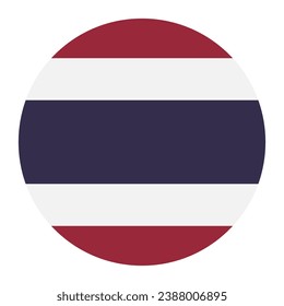 The flag of Thailand. Button flag icon. Standard color. Circle icon flag. Computer illustration. Digital illustration. Vector illustration.