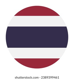 The flag of Thailand. Button flag icon. Standard color. Circle icon flag. Computer illustration. Digital illustration. Vector illustration.