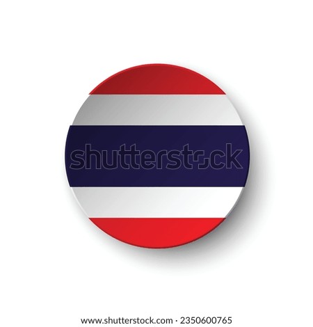 The flag of Thailand. Button flag icon. Standard color. Circle icon flag. 3d illustration. Computer illustration. Digital illustration. Vector illustration.