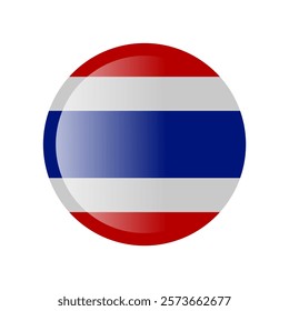 The flag of thailand. Circle icon flag. Button flag icon. Standard color. 3d illustration. glossy circle badge	